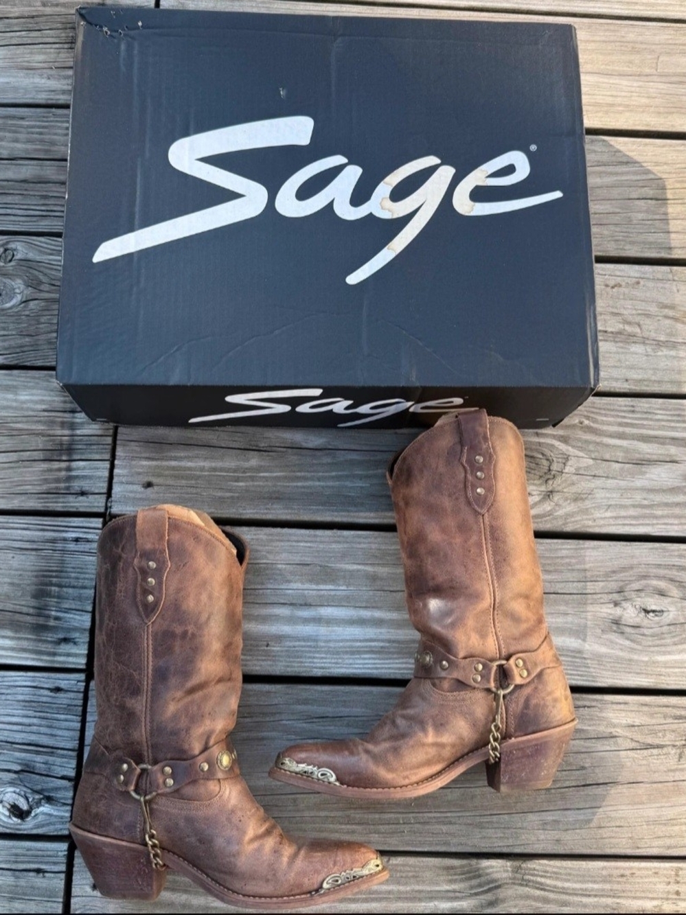 Sage by Abilene Women's Brown Leather Western Boots Sz 7.5